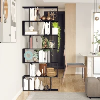 HOMCOM Estanteria Libreria 6 Estantes Madera Forma S 80x24x191 cm Estantes Color Negro(m-10)