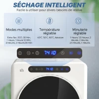 HOMCOM Sèche linge à évacuation, sèche-linge électrique 1000 W 3 Kg, modes Extra Dry et ECO, minuterie, acier inoxydable, blanc(m-4)