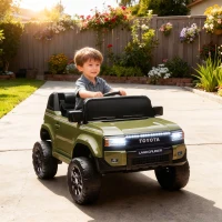 AIYAPLAY Auto Elettrica per Bambini TOYOTA Land Cruiser 12V con Telecomando, Età 3-8 Anni, Verde(m-20)