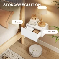 HOMCOM Floating Bedside Table Set of 2, Wall-Mounted Nightstand with Storage Drawer, White(m-5)