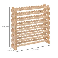 HOMCOM Botellero de Madera de 8 Niveles 96 Botellas Carga 100 kg para Cocina Bar 114x28x113,5 cm Madera Natural(m-3)