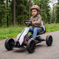 HOMCOM Kart électrique pour enfant 12V - Vitesse réglable 3-5km/h pour enfants de 3 à 8 ans - siège réglable - blanc(m-15)