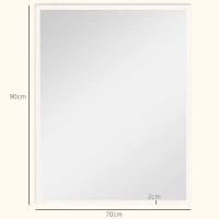 HOMCOM Espejo Rectangular de Baño 70x90 cm Espejo de Pared Decorativo para Salón Entrada Pasillo Horizontal o Vertical Blanco(m-3)