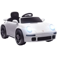 AIYAPLAY Voiture électrique enfants, véhicule électrique 12V, télécommande 2,4G, phares, musique, klaxon, 103 x 55 x 44 cm, blanc(m-11)