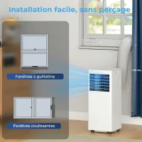 HOMCOM Climatiseur mobile 7000 BTU, climatiseur portable 4 en 1, refroidissement, déshumidificateur, ventilateur, mode nuit(m-8)