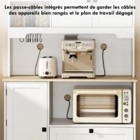 HOMCOM Buffet Haut Cuisine, Armoire Cuisine avec 3 Portes, 2 Tiroirs, Plan de Travail, Compartiments Ouverts, Blanc(m-6)