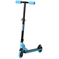 HOMCOM Patinete para Niños de +3 Años Plegable Scooter de 2 Ruedas con Manillar Altura Ajustable Freno Posterior y Pedal Antideslizante Carga 50 kg 67,7x34x79,5-89,5 cm Azul(m-10)