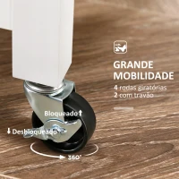 HOMCOM Carrinho de Cozinha com Rodas Carrinho de Serviço com 3 Gavetas 2 Prateleiras Abertas e Bandeja 67x37x85,5 cm Branco(m-10)
