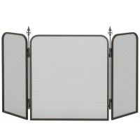 HOMCOM Funkenschutz für Kamine, klappbar, Metall, 96 x 1,3 x 56 cm, Schwarz(m-1)