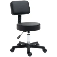 HOMCOM Swivel Salon Chair w/ Padded Seat Back 5 Wheels Adjustable Height Salon Hairdressers Tattoo Spa Rolling Black(m-10)