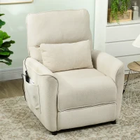 HOMCOM Sillón Relax Reclinable Eléctrico con Calor Lumbar Masaje Vibración Motor Silencioso Función de Memoria Crema(m-10)