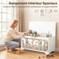 HOMCOM Coffre de Rangement 136 L, Banc Coffre avec 2 Charnières de Sécurité et Design Sans Poignée, 100 x 40 x 45 cm, Blanc(m-4)