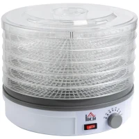HOMCOM 5 Tier Food Dehydrator, 245W Food Dryer Machine with Adjustable Temperature Control for Drying Fruit, Meat, Vegetable, Jerky and Pet Treat, White(m-10)