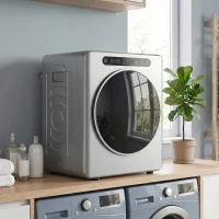HOMCOM Sèche linge à évacuation, sèche-linge électrique 1000 W 3 Kg, 6 modes de séchage, minuterie, acier inoxydable, argent(m-15)