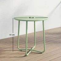 Outsunny Table Basse Extérieure avec Bord Enroulé, Base en X avec Pieds Réglables en Hauteur, pour Salon Terrasse, Ø48x51cm, Vert(m-3)