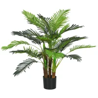 HOMCOM Palmier Artificiel H.1 m Arbre Artificiel Tronc Branches Lichen Feuilles Grand réalisme Pot Inclus(m-1)
