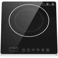 HOMCOM Plită cu Inducție, Putere și Temperatură Reglabilă, cu Panou Touch, din Plastic și Sticlă, 31x27x4.2 cm, Negru(m-1)