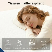 HOMCOM Matelas 140x190cm, matelas 2 personnes, mousse à mémoire de forme au thé vert, housse amovible lavable, fermeté moyenne(m-4)