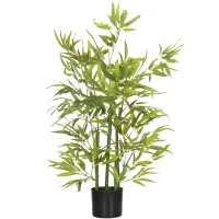 HOMCOM Plantă Artificială de Bambus Înaltă de 90 cm cu 504 Frunze din PEVA și PP Verde cu Ghiveci din Ciment Ø15x12.5 cm(m-1)