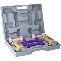 HOMCOM Set di Manubri Pesi Fitness da 9 kg con Impugnatura Antiscivolo e Valigetta, Multicolore(m-1)