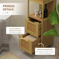 kleankin Dulap Baie Stil Natural dim. 30L x 30l x 144H cm 3 rafturi 2 sertare Bambus(m-5)