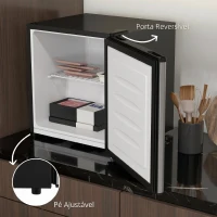 HOMCOM Congelador Vertical 35 L com Temperatura Ajustável de -24 °C a -14 °C, Porta Reversível e Prateleira Amovível, Preto e prateado(m-6)