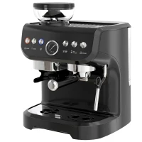 HOMCOM Machine à expresso 1600W avec moulin à grains, buse vapeur, pompe italienne 15 bars, réservoir d'eau 2 L, noir(m-13)