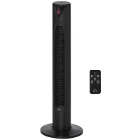 HOMCOM 38" Oscillating Tower Fan with Remote Control, 3 Speed 4 Modes, LCD panel, 12-Hour Timer, Slim Cooling Fan for Home Bedroom Office, Black(m-10)
