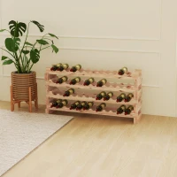 HOMCOM Casier à bouteilles pour 48 bouteilles, étagère à vin avec 4 niveaux modulable, 114×28×56,5cm, bois naturel(m-11)