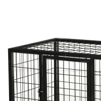 PawHut Cușcă Boxă pentru Câini și Cățeluși, Utilizare Interior/Exterior, Cadru Metalic Robust cu Rotițe, 92×62×75 cm, Negru(m-10)