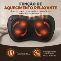 HOMCOM Almofada de Massagem Shiatsu com Calor e 4 Nós Rotativos 3D Alívio da Fadiga Muscular para Mulheres e Homens(m-5)