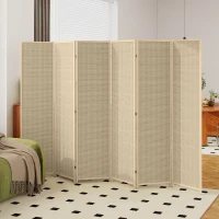HOMCOM Paravent en bois séparateur de pièce closion de séparation pliable 6 panneaux 270 x 180 cm bois naturel(m-11)