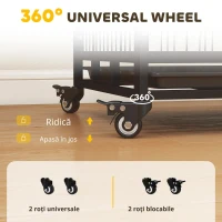 PawHut Cușcă Boxă pentru Câini și Cățeluși, Utilizare Interior/Exterior, Cadru Metalic Robust cu Rotițe, 92×62×75 cm, Negru(m-6)