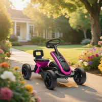 AIYAPLAY Kart Pedales con Ruedas Antideslizantes de EVA Marco Metálico Carga 30 kg para Niños y Niñas de 2-5 Años Rosa(m-9)