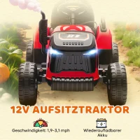 AIYAPLAY Elektrischer Kindertraktor, Aufsitz-Traktor mit Fernbedienung, Soft-Start, für Kinder im Alter von 3-8 Jahren, Rot(m-4)