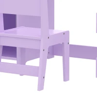 AIYAPLAY Kids Vanity Table and Chair Set, Kids Vanity Table with 2-Colour LED Mirror, Stool, Cabinet, Drawer, Shelves, Purple(m-11)