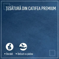 HOMCOM Fotoliu Living Tapițat cu Velur și Perna Groasă, Picioare din Lemn de Cauciuc și Brațe, Albastru(m-7)