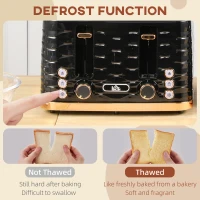 HOMCOM Four-Slice Rippled Toaster - Black(m-5)