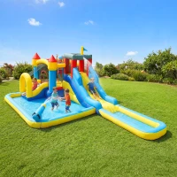 AIYAPLAY Inflatable Bouncy Castle, Kids Water Bounce House 6 in 1 with 550W Blower, 2 Slides for Garden, Party, Outdoor Indoor(m-2)