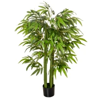 HOMCOM Bambú Artificial 140 cm con Maceta y Cañas Realistas Árbol Sintético Interior para Decoración de Hogar Oficina Interior Verde(m-12)