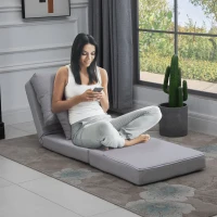 HOMCOM Chauffeuse canapé-lit convertible fauteuil 1 place avec 1 coussin avec dossier réglable, gris clair(m-11)