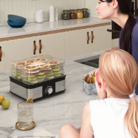 HOMCOM 5 Tier Food Dehydrator, 245W Stainless Steel Food Dryer Machine with Adjustable Temperature for Drying Fruit, Meat, Vegetable, Jerky and Pet Treat, Black(m-9)