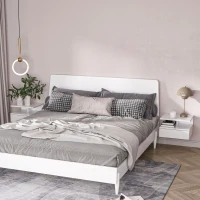 HOMCOM Set da 2 Comodini Moderni Sospesi con Cassetto e Mensola in Legno 35x32x22.5cm, Bianco Lucido(m-10)