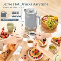 HOMCOM Sleek Textured Kettle and Toaster Set - Grey(m-4)
