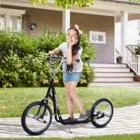 HOMCOM Stunt Scooter, Kids Scooter with 16" Big Wheels, Adjustable Height, Dual Brakes, for Ages 5+ Years, Black(m-3)