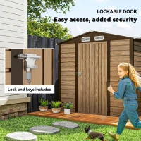 Outsunny 4 x 6ft Galvanised Steel Garden Shed, with Lock and Gloves - Oak(m-6)