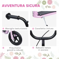 HOMCOM Monopattino per Bambini 5-12 Anni con Freno Posteriore e Manubrio Regolabile, 120x52x80-88 cm, Rosa(m-5)