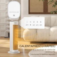 HOMCOM Calefactor Eléctrico Bajo Consumo 2000W con 3 Modos Termostato Regulable Protección contra Vuelcos y Sobrecalentamiento(m-4)