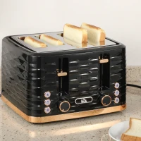HOMCOM Four-Slice Rippled Toaster - Black(m-9)