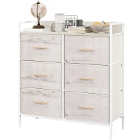 HOMCOM Rustic Chest of Six Fabric Drawers - Natural(m-11)